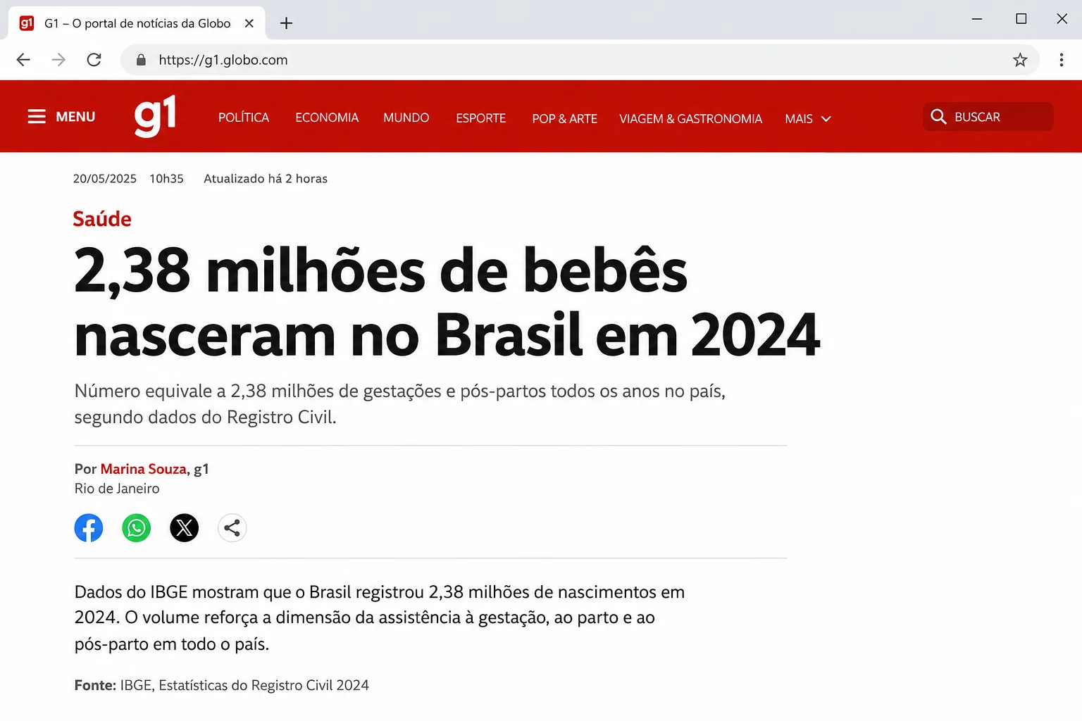 Imagem ilustrativa sobre nascimentos no Brasil