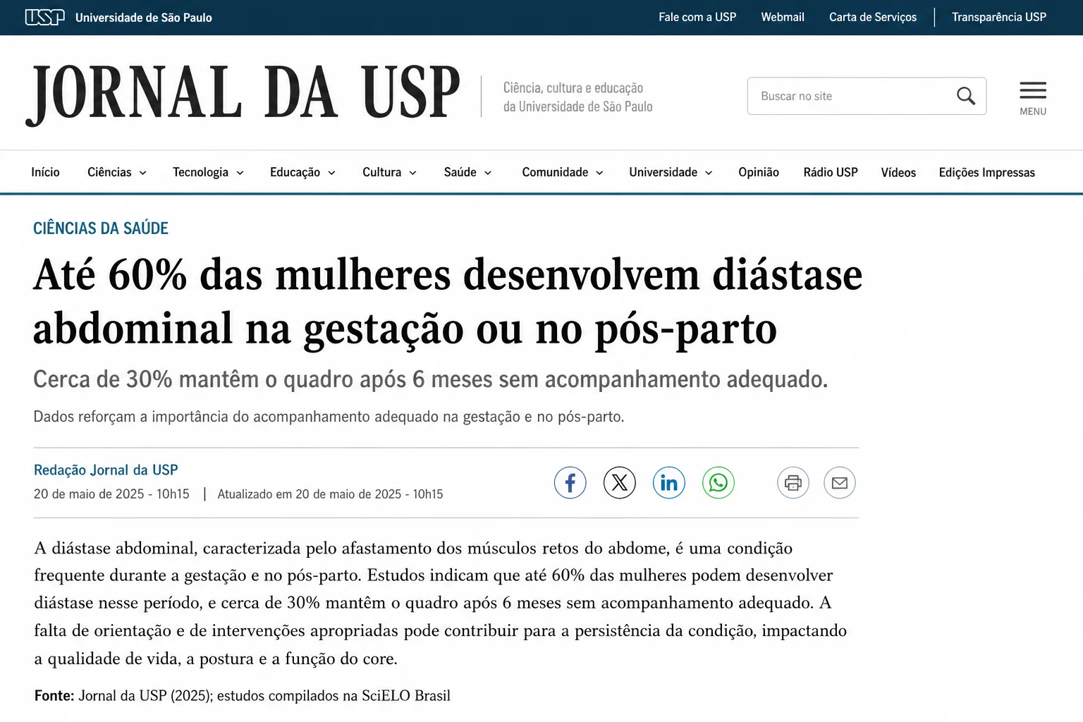 Imagem ilustrativa sobre diástase abdominal